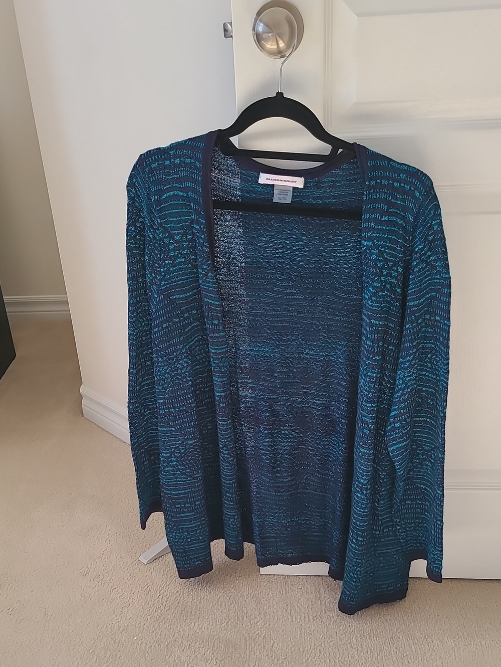 Maggie Barnes Teal & Navy Open Cardigan